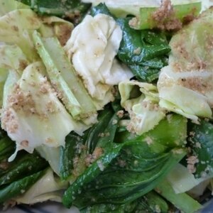 春キャベツと小松菜の簡単蒸しサラダ